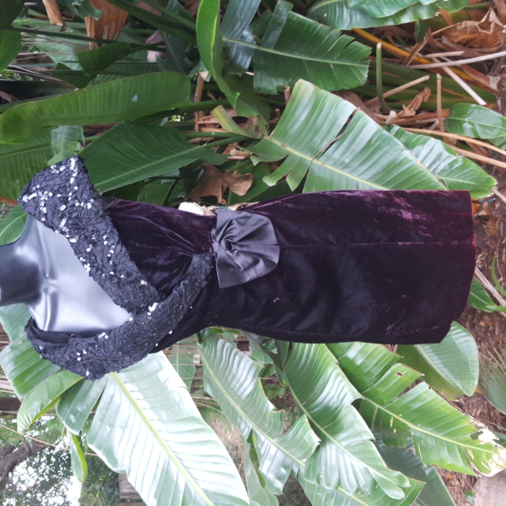 Vintage velvet and sequin off shoulder dress Featuring giant bow